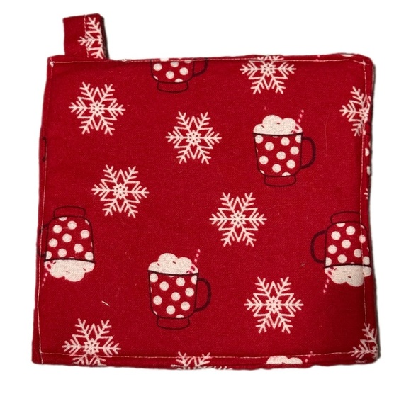 Red Snowflake and Mug Pot Holder - Picture 1 of 1